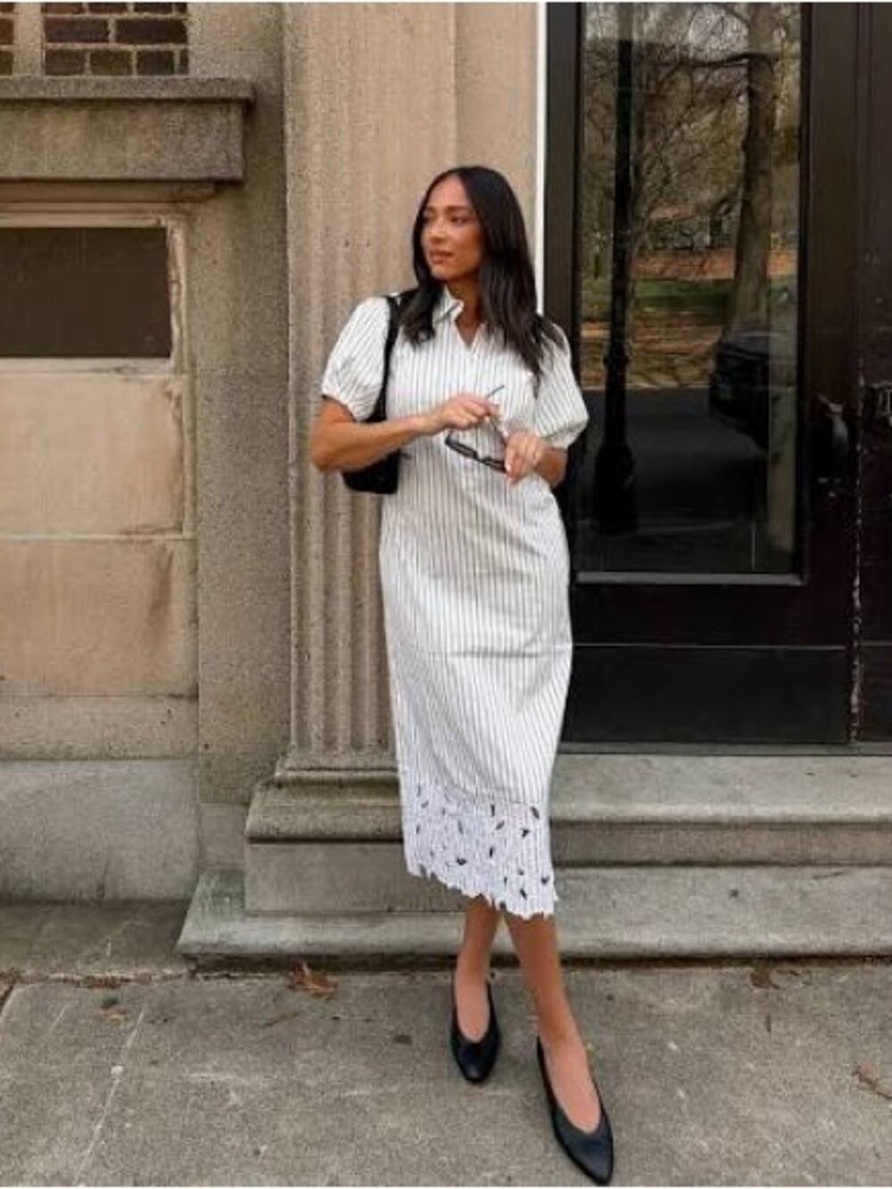 J.Crew Embroidered shirt-dress in striped cotton poplin